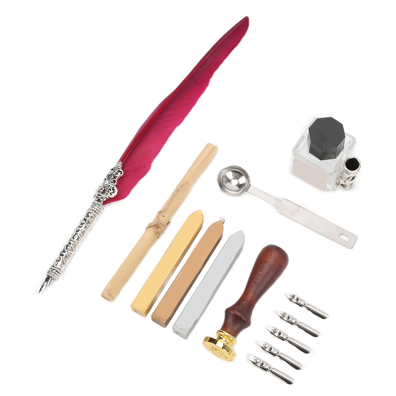 SFDPS038006 Lot de stylos à plume pour écriture lisse Style rétro SFDPS038006 Rouge vin
