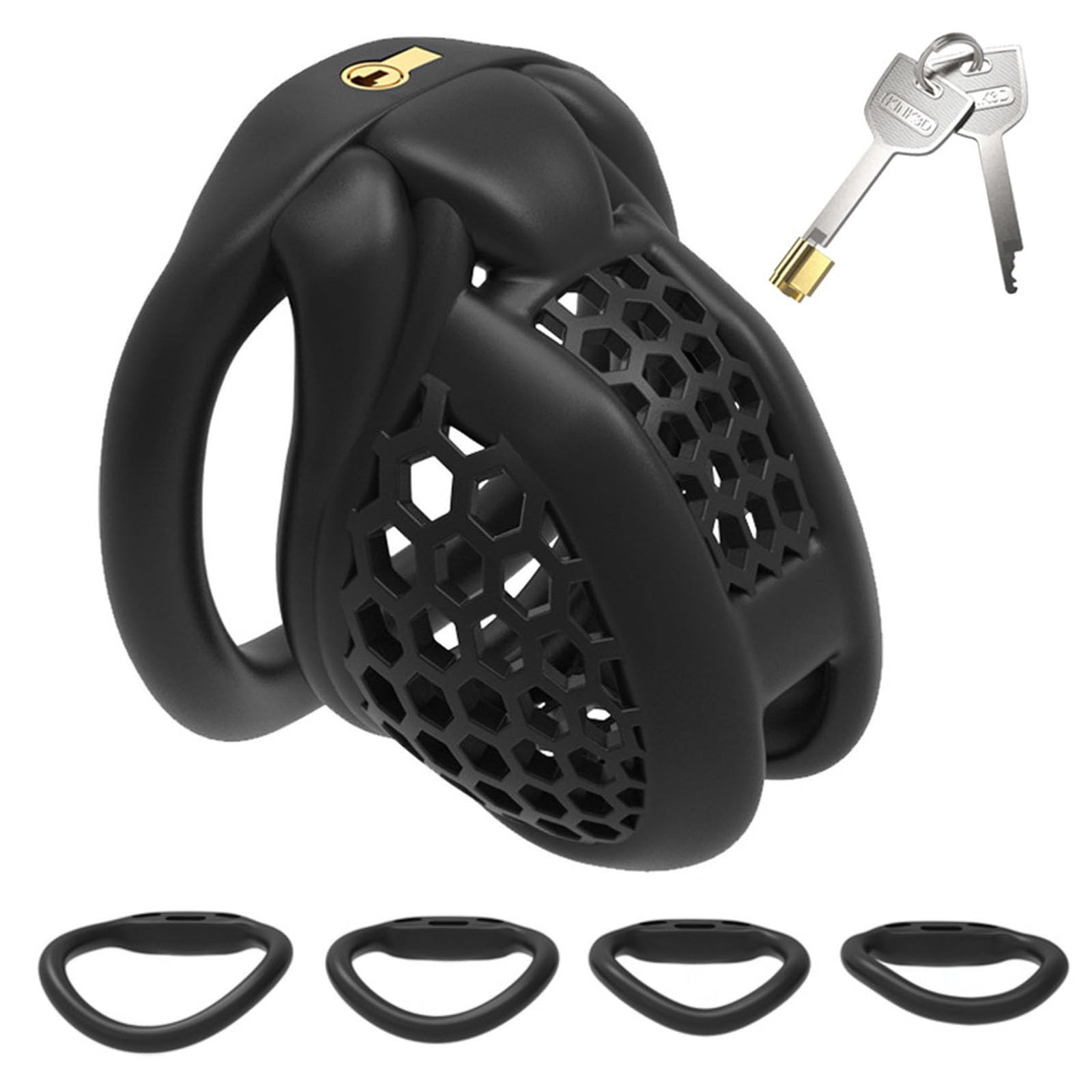 Mens Lightweight Training Cage, Male Special Underwear with 4 Sizes Rings and Invisible Lock - aUKHA13 Black (Nano)