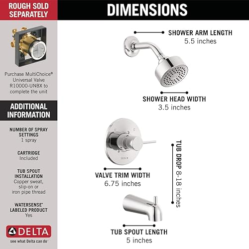 Miniatura 34 de Delta Faucet Kit moderno de grifo de ducha de la serie 14, color negro mate, con cabezal de ducha de un solo rociador, color negro mate T14459-BL-PP