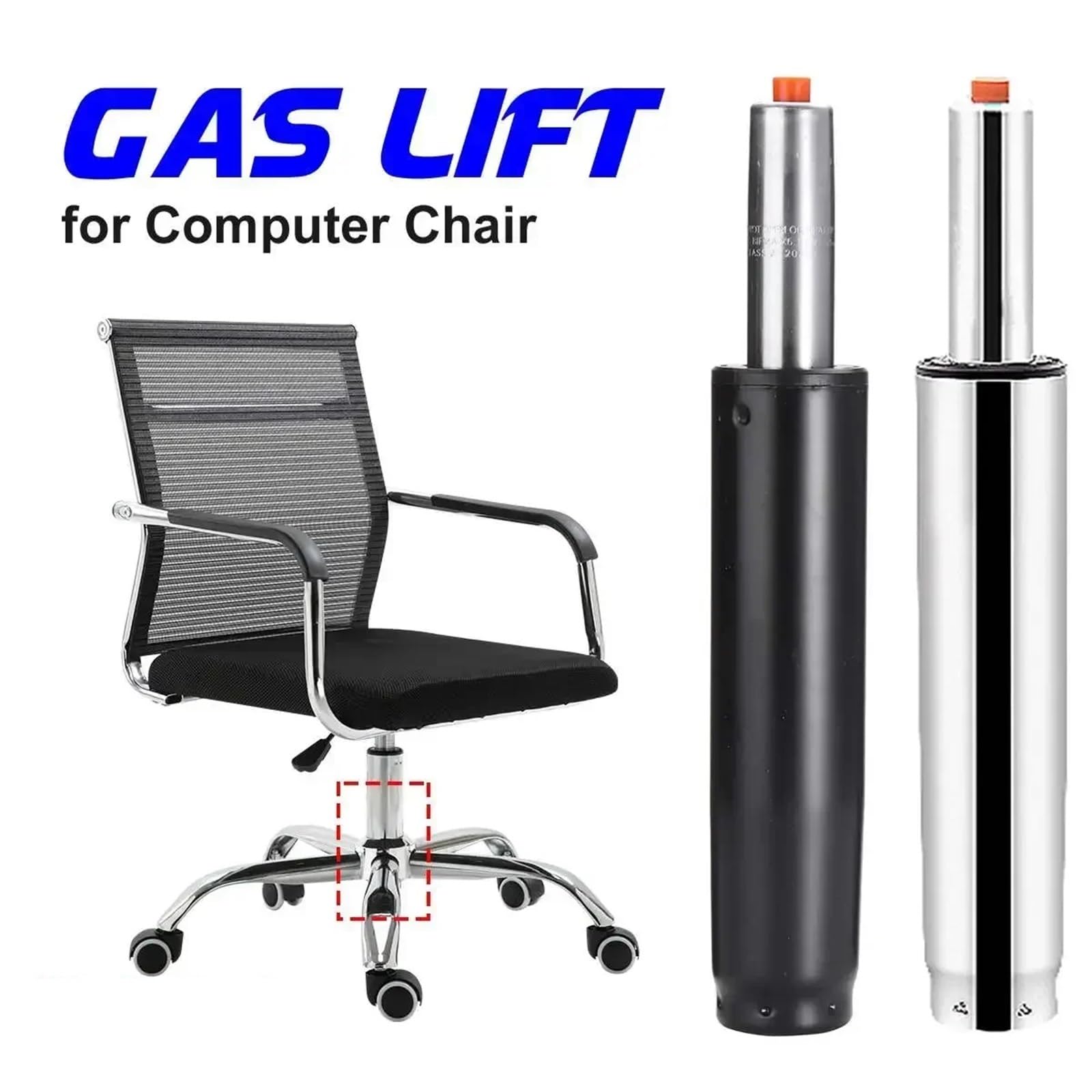 Cilindro di sollevamento a gas for sedia for sgabello da bar Ammortizzatore Sedile a pistone Accessori ricambio Asta supporto pneumatico for carichi pesanti(Black)