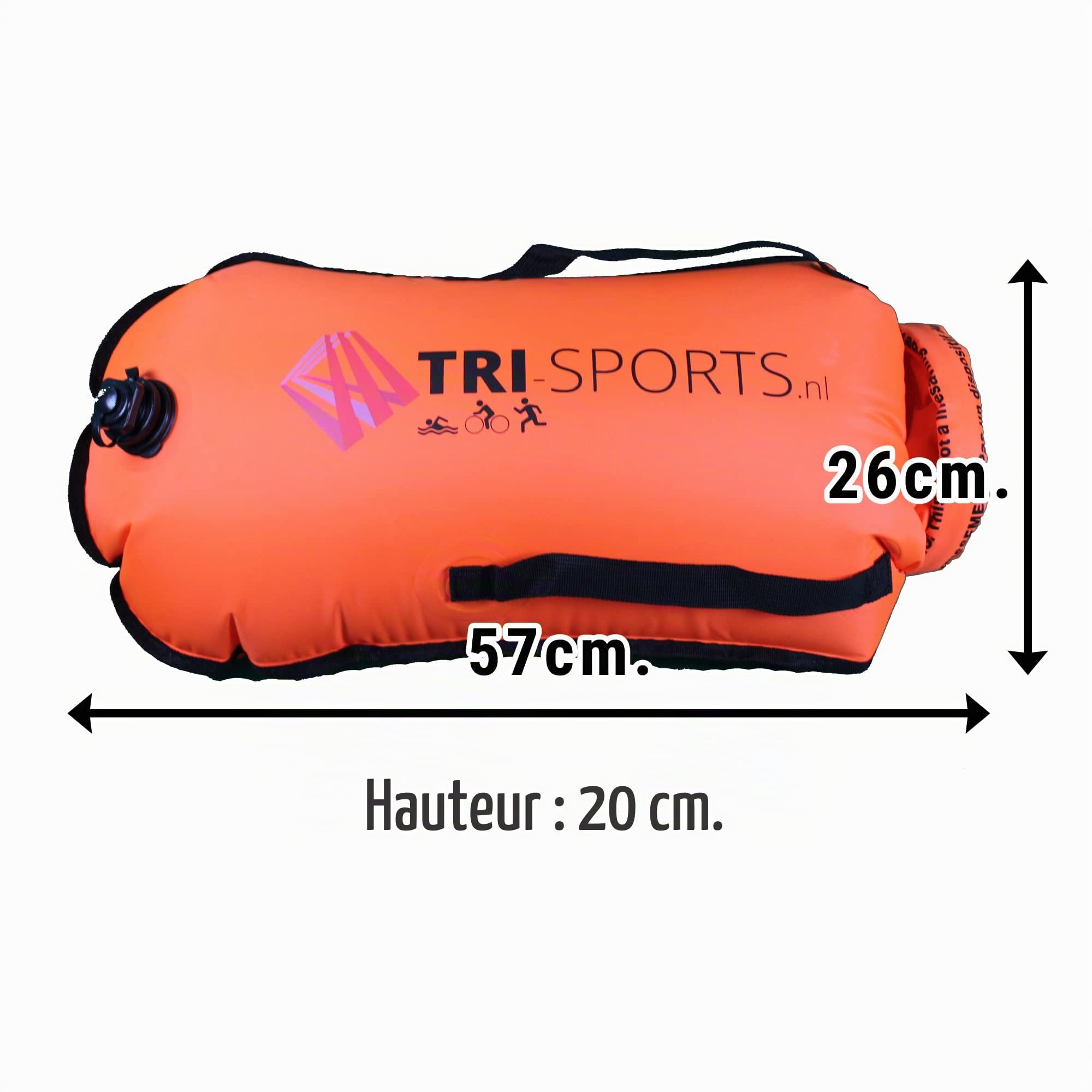 Trisport Bouée de natation en eau libre, visible par les bateaux, sûre en cas de crampes, vous pouvez facilement emporter votre équipement avec vous