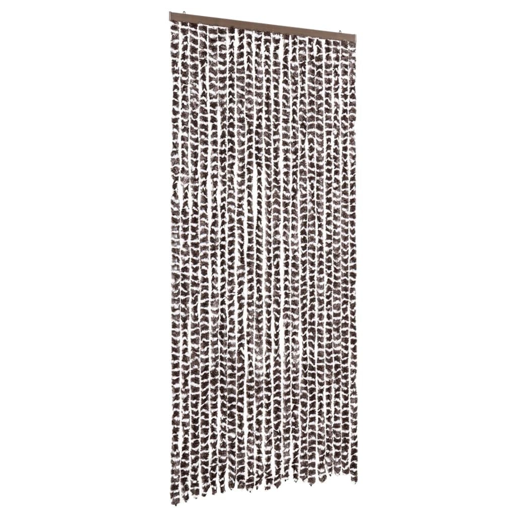 Vidaxl Insect Curtain Brown And White 90X220 Cm Chenille Doorway Screen Blind White,Brown