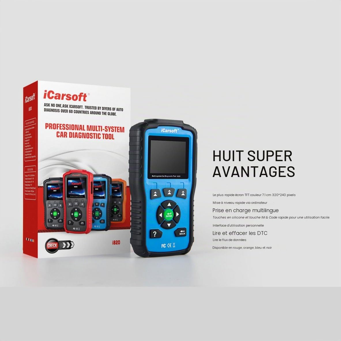OBDII/EOBD & Peuvent motorkontrollleuchte Outil de Diagnostic Voiture I820 – icarsoft Nouvelle Version (Bleu)