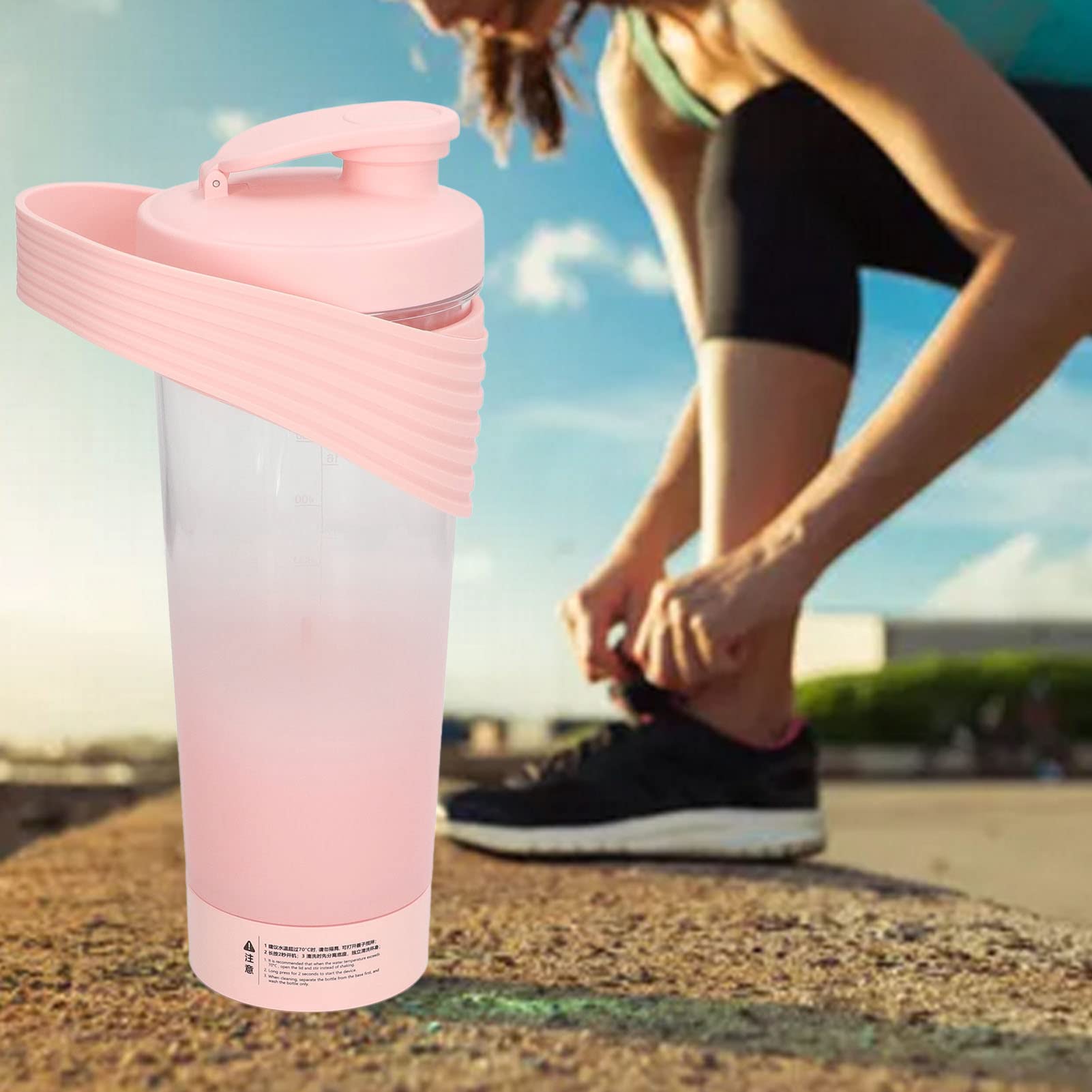 Cocoarm Elektrische Protein-Shaker-Flasche, über USB Wiederaufladbar, Silikon-Shaker-Flasche, 800 Ml, 6500 U/min, Rührbecher mit 700 MAh-Akku, für Protein, Kaffee, Milch, Shakes, Fitnessstudio, (PINK)