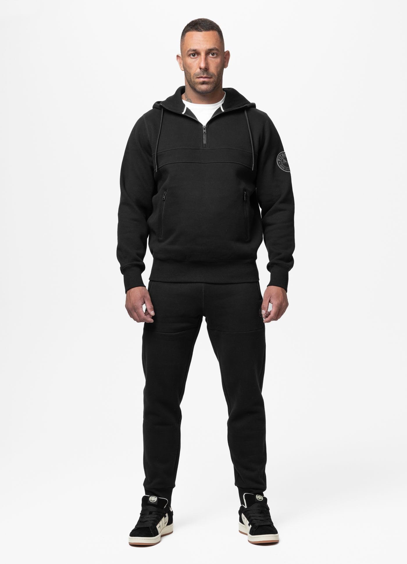 PITBULL Gibson męska bluza z kapturem – męska bluza z kapturem Regular Fit, dwukolorowy wzór w bloki, ciepły sweter rekreacyjny bawełna poliester, sportowy sweter z zamkiem błyskawicznym i kieszeniami