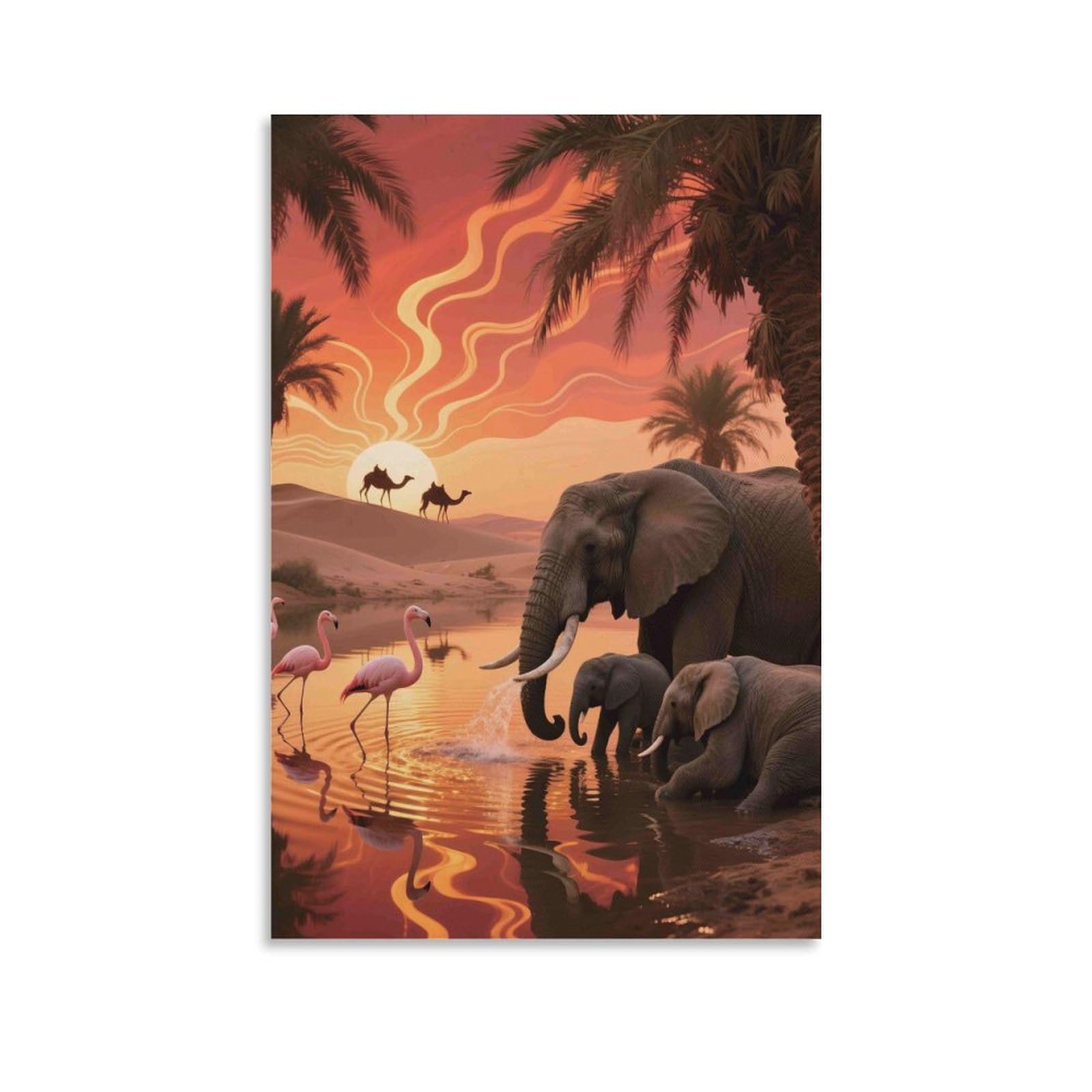 DHBANEIOK Desert Sunset Wildlife Poster Artwork Giclee Canvas Prints Modern Wall Art Picture Wall Hanging for Office Gym Living Room Decor 12x18inch(30x45cm)