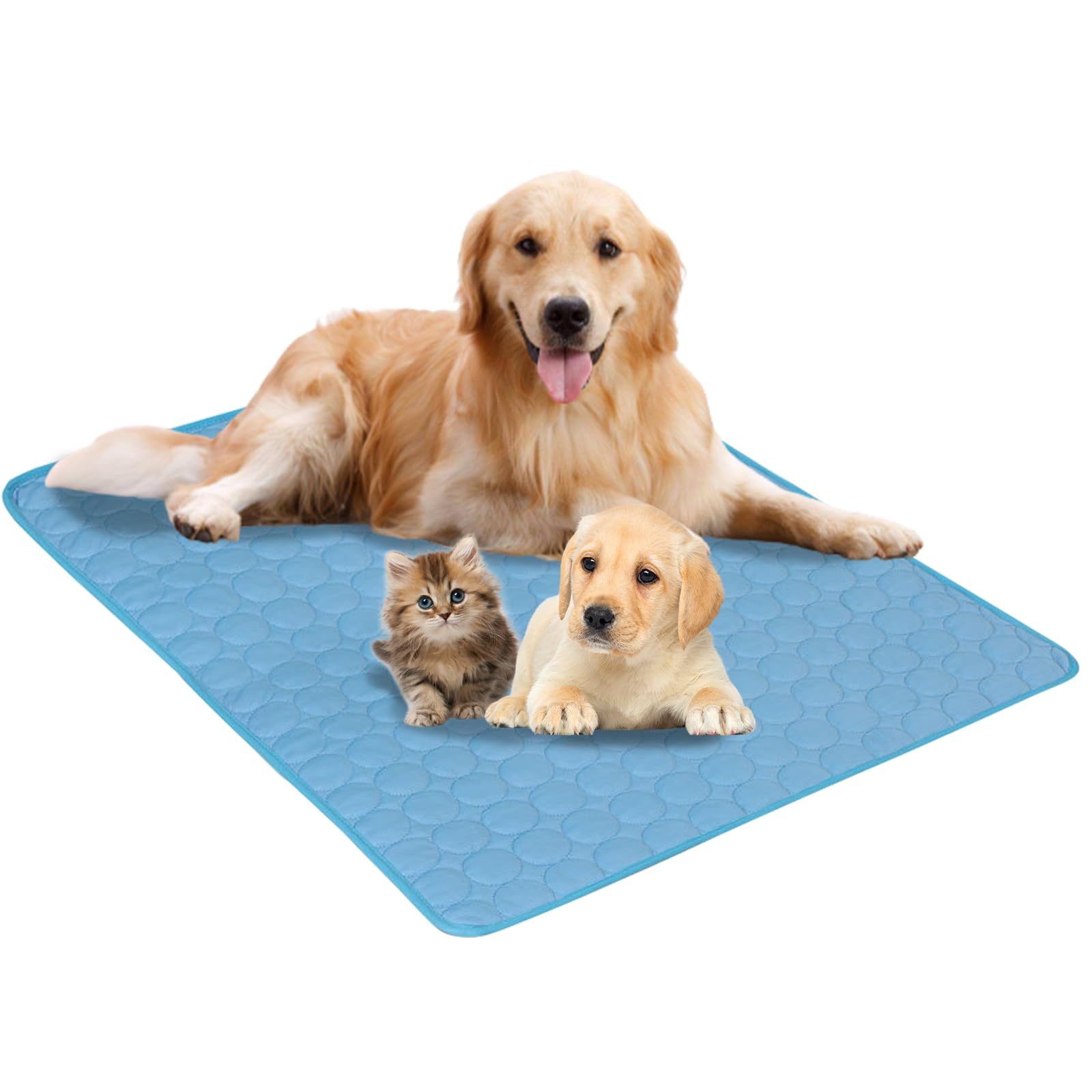 Aartner Pet Self Cooling Mat- Washable Pet Ice Silk Sleeping Pad for Small Medium Large Dogs Cats Indoor & Outdoor Use, Cool Pet Blanket Extra Large Dogs UK (Blue, XXL(100 * 150CM))