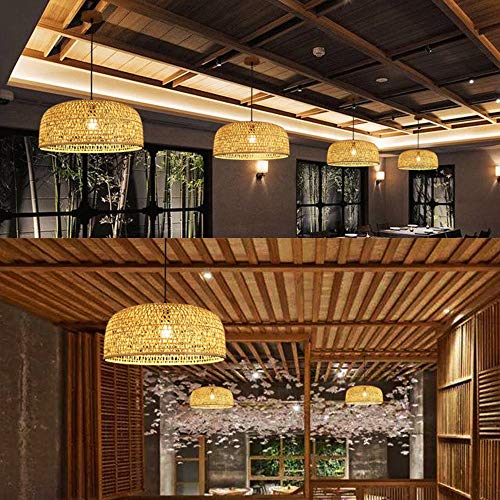 BESISOON Pendant Lights Natural Bamboo Hanging Lights Hand Woven Pendant Lamp Chandeliers for Tearoom Dining Room Corridor Hanging Lights Creative (Color : Wood, Size : 50x22cm) steampunk buy now online