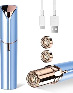 Facial Hair Removal for Women, Mini Hair Remover, Electric Razor Shaver Portable Bikini Epilator for Lips, Chin, Armpit, Peach Fuzz, Fingers, Neck, Cheek and USB Rechargeable (Blue kit)