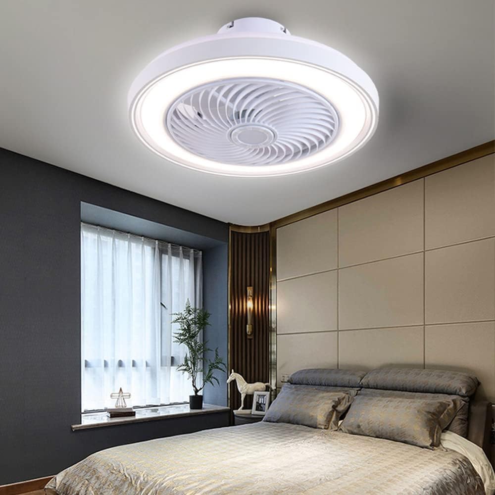 Simple Enclosed Ceiling Fan Light 3 Speed 3 Color Dimmable Ceiling Fans Lamp with Remote LED Low Profile Fan Light 19.7" Ceiling Lighting Fixture for Bedroom Living Room Kids Room