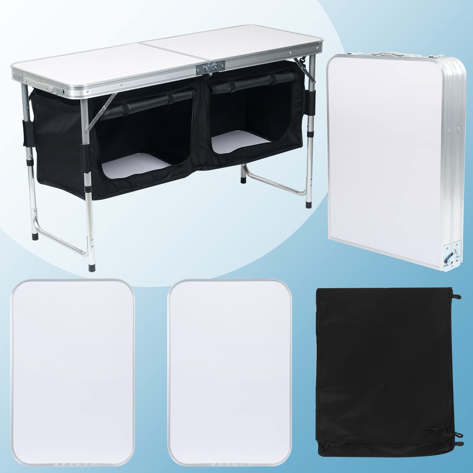 Faltbar Campingküche,Campingschrank mit Tragetasche,Alu Outdoor Camping Küche,Zeltschrank,Küchenbox