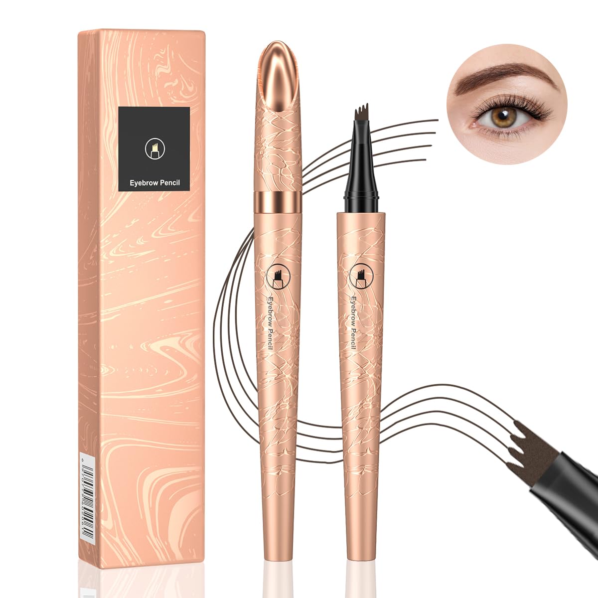 Lapiz Cejas,Lápiz de Cejas Microblading,4 Puntas Lápiz Cejas Impermeable,Resistente al Agua y al Sudor-Larga Duración (Marrón Oscuro)