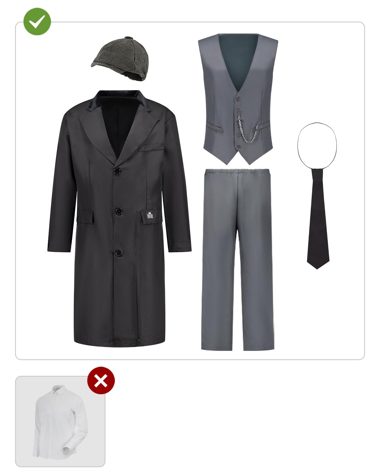 Funidelia Disfraz Peaky Blinders para hombre Oficial - Traje para hombre para fiestas, Carnaval y Halloween