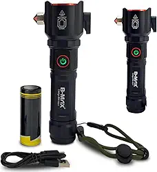 Lanterna Tática profissional com Quebra-Vidro Lanterna Militar Tática Pesca Camping Pesca Caça SOS Com Zoom Recarregável