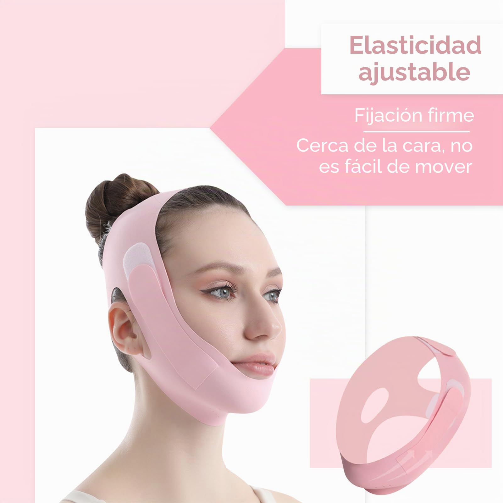 MáScaras Faciales En V, MáScara De Lifting Facial, Correa Reutilizable De Adelgazamiento Facial, Correa De Lifting Facial Ajustable En Forma De V Para Papada Y Piel Facial FláCida, Rosa