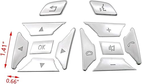 Miniatura 9 de Xotic Tech - Cubierta de botón de control lateral del conductor, compatible con Mercedes A B GLA GLS GLE CLS (plateado)