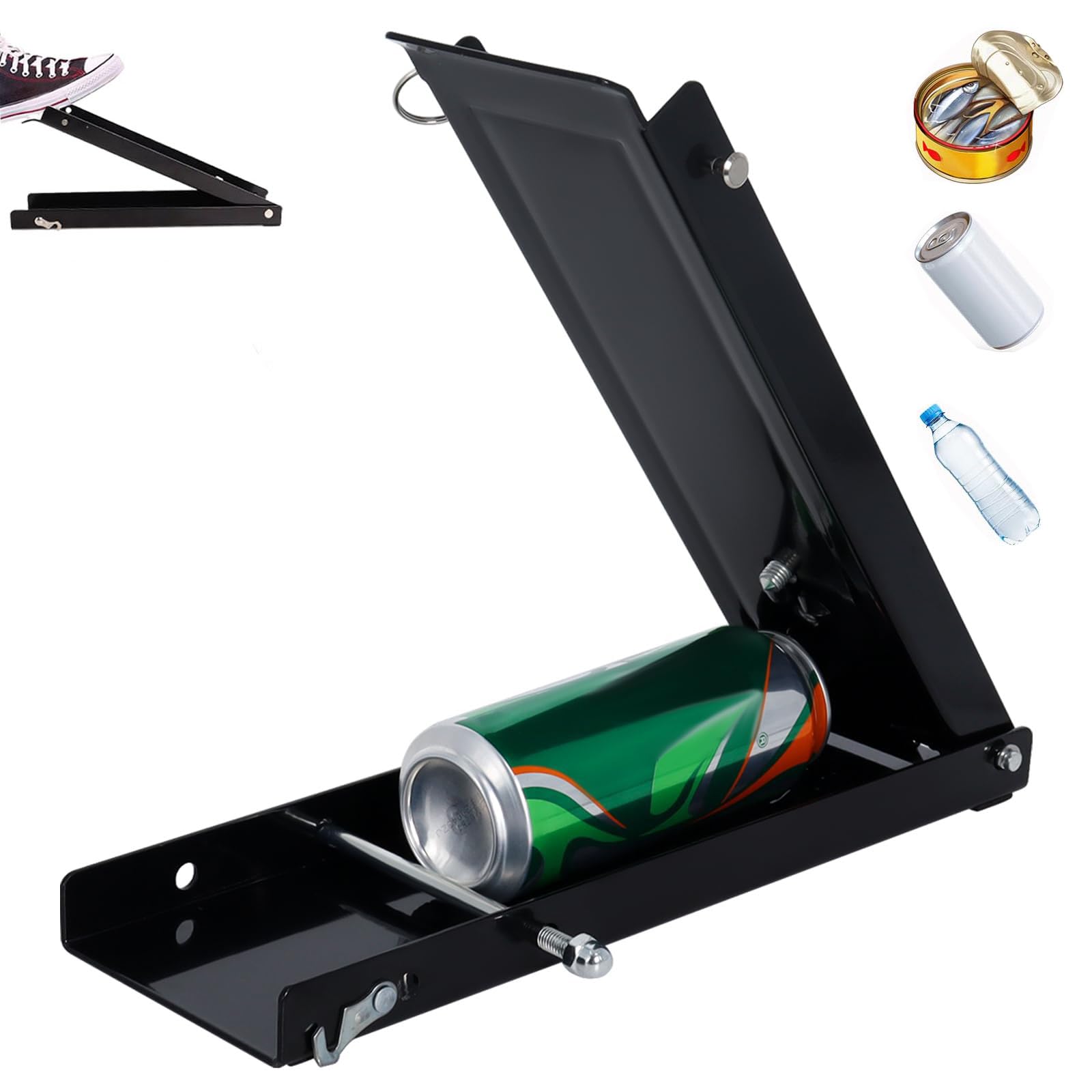 HBSTUDIOAluminium Can Crusher for Recycling Foot Operated, Heavy Duty Portable Pedal Steel Floor Can Smashers for 6Oz-24Oz Cans, Canned Pet Food, Metal/Plastic Bottle Soda Can Crushers