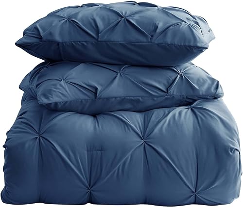 Miniatura 5 de Juego de funda de edredón azul marino de 3 piezas, tamaño matrimonial, 1 funda de edredón de 80 x 90 pulgadas con cierre de botón y 2 fundas de