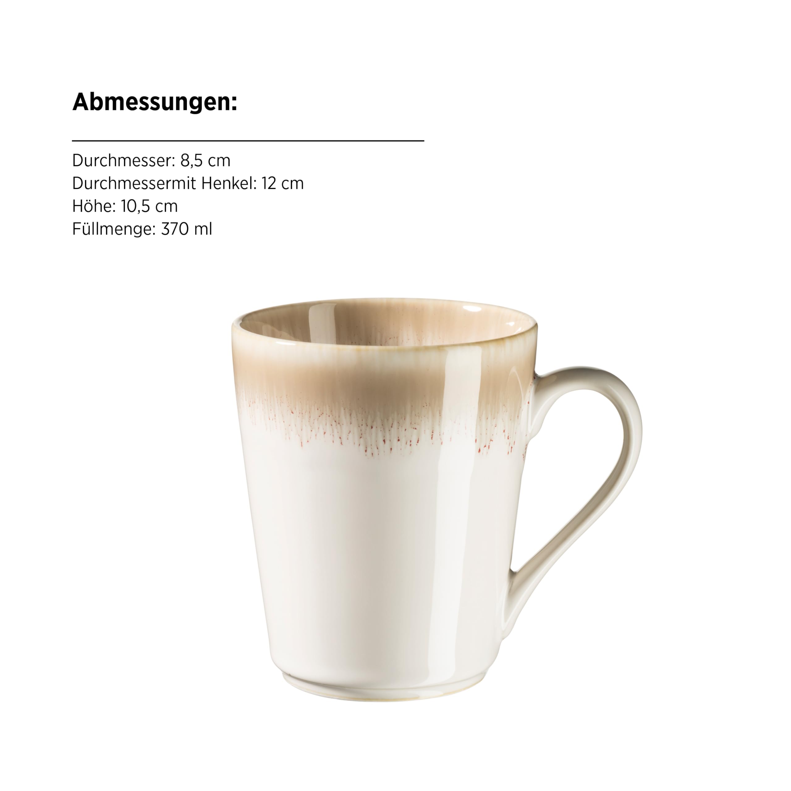 MÄSER 931991, La Sinfonia, Modernes Geschirr Set für 4 Personen mit einzigartiger Formgebung und Farbverlauf von Beige zu Cremeweiß, 16-teiliges Kombiservice im Vintage Look, Steinzeug