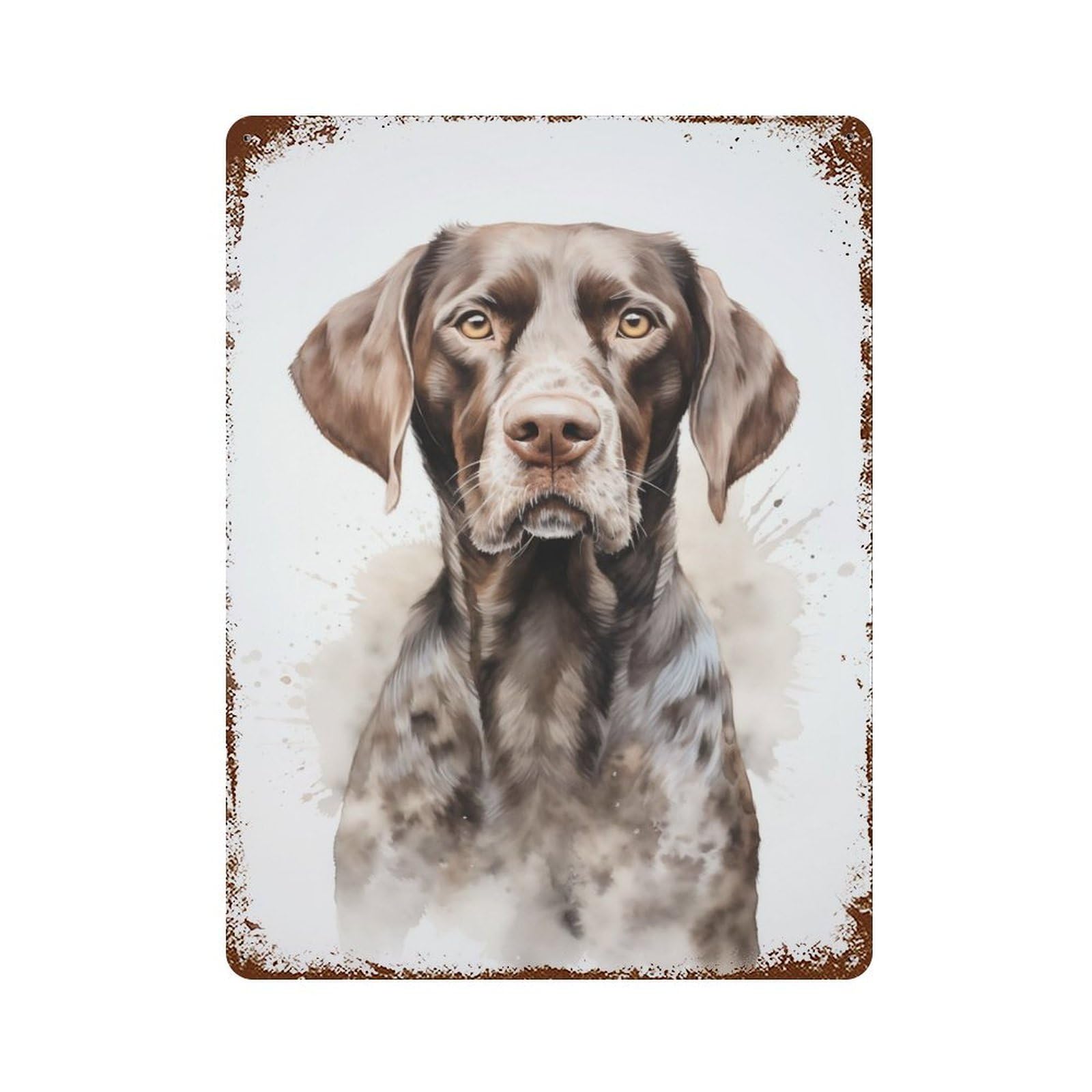 German Pointer Portrait Rusty Metal Tin Sign 15.7"x11.8", Industrial Home Decor for Garage, Pub Or Kitchen