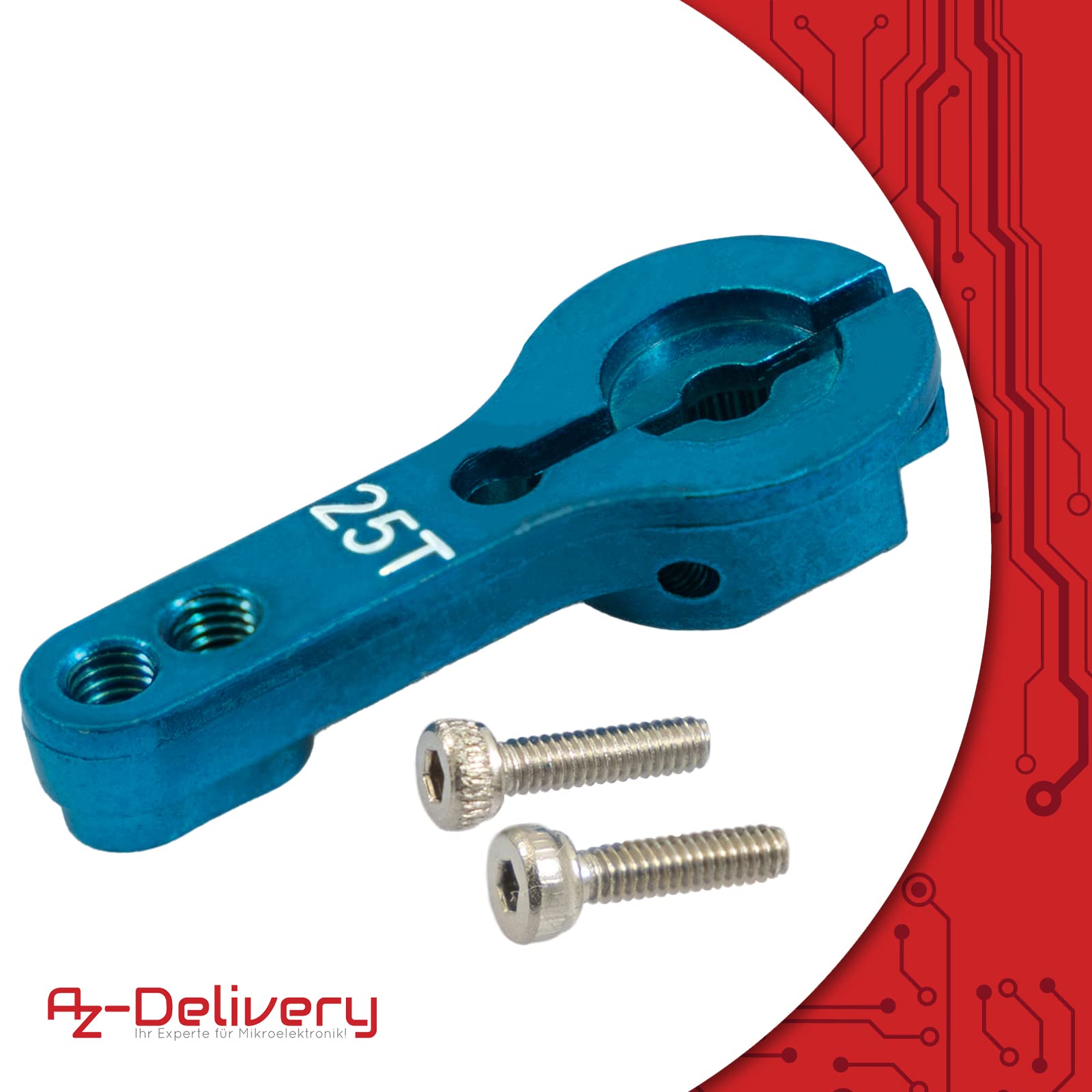 AZDelivery 5 x aluminiowy 25T serworamię klaksonu do HD Servo MG995 MG996R MG946 RED | RC Servo Arm RC akcesoria do większości modeli samochodów RC | metalowe ramię z zapasową śrubą