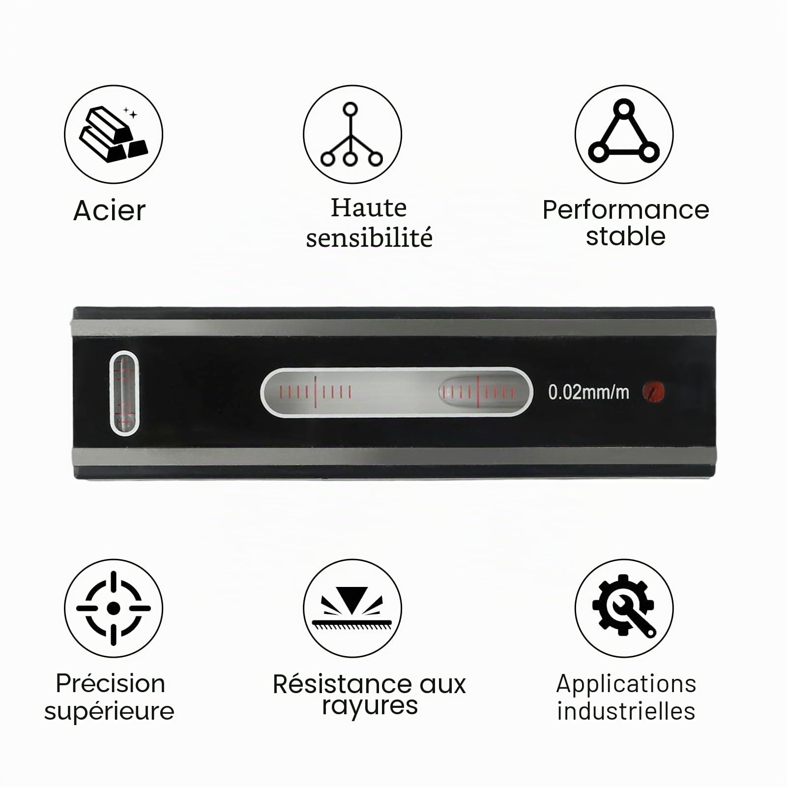 DAZZLEEX Niveau de bande de haute précision 0,02 mm 100/150/200 en acier de qualité industrielle 150 mm