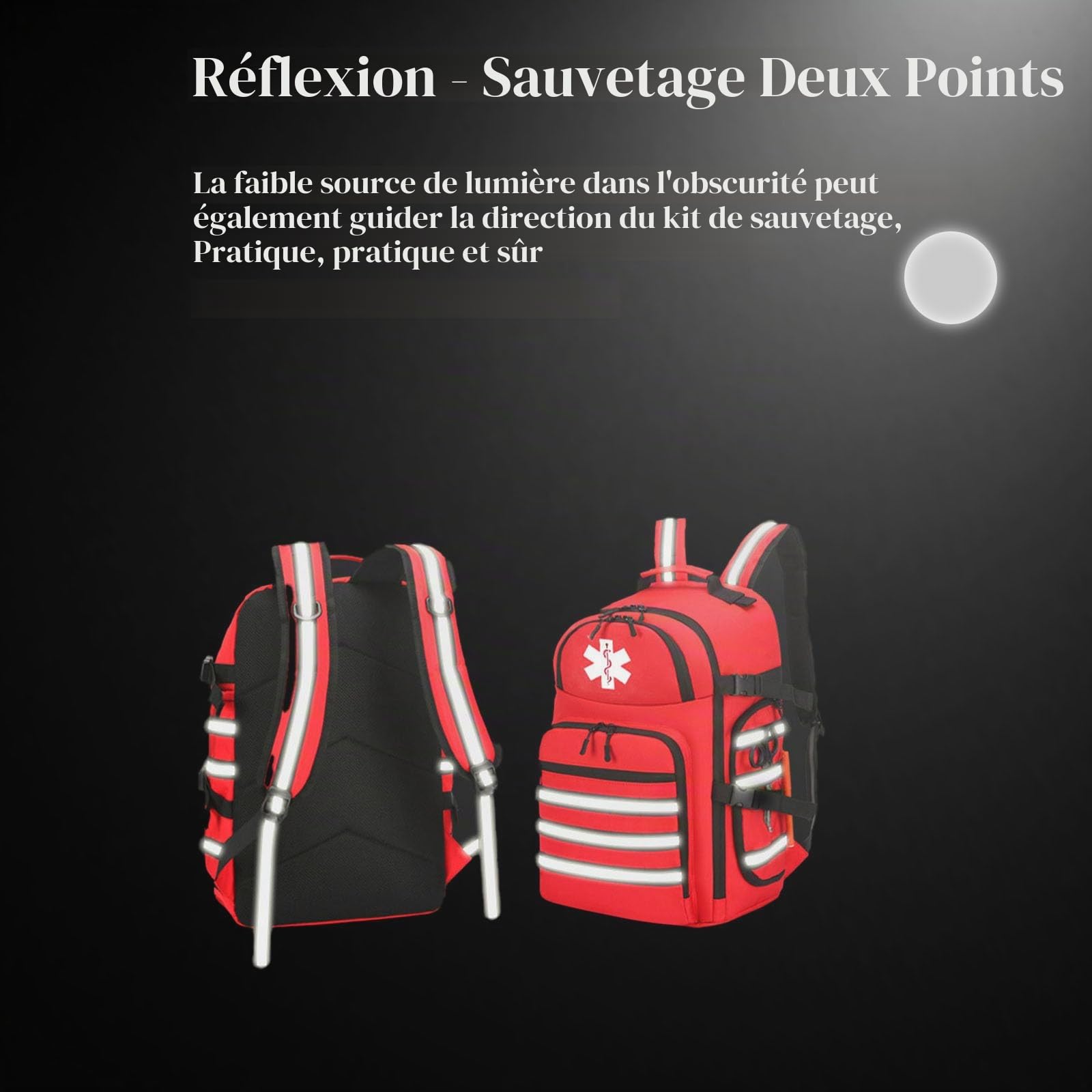 Sac de premiers secours, Sac médical d'urgence vide, avec bandes réfléchissantes, pour camping, randonnée, jardin d'enfants, plein air, rouge (Sac seulement)