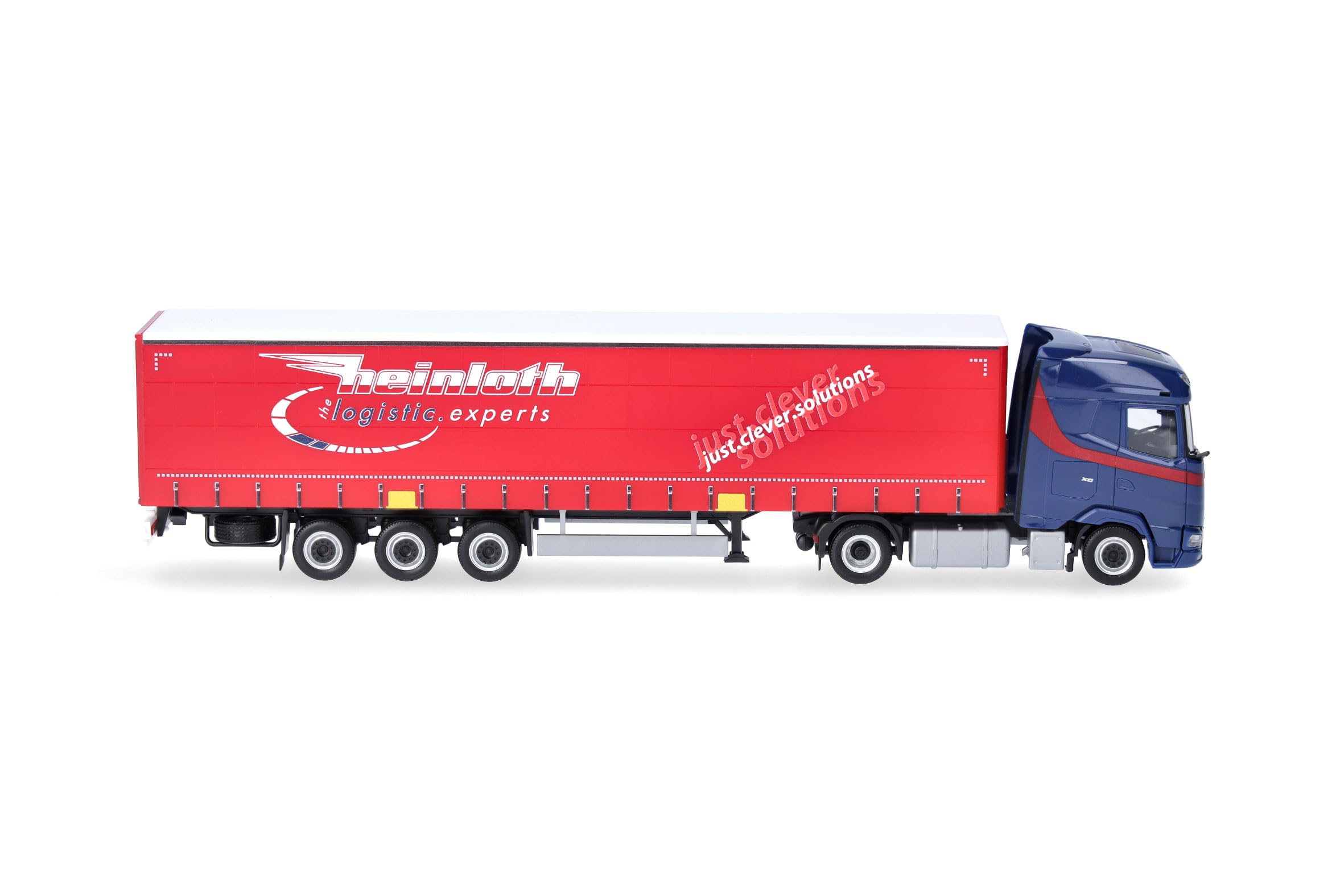 Herpa LKW Modell DAF XG Gardinenplanen-Sattelzug Heinloth, Miniatur im Maßstab 1:87, Sammlerstück, Made in Germany, Kunststoff