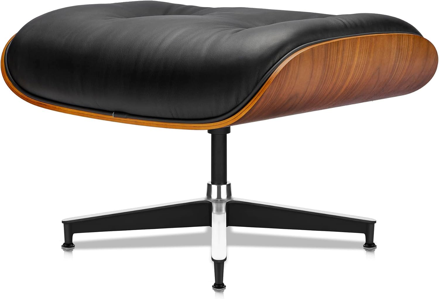 Echtleder-Entspannungssessel mit Fußhocker, moderner Fernsehsessel, drehbarer Chaiselongue mit Ottomane, Fester Neigungswinkel von 105°, einzigartiges Design mit gepolstertem Kissen