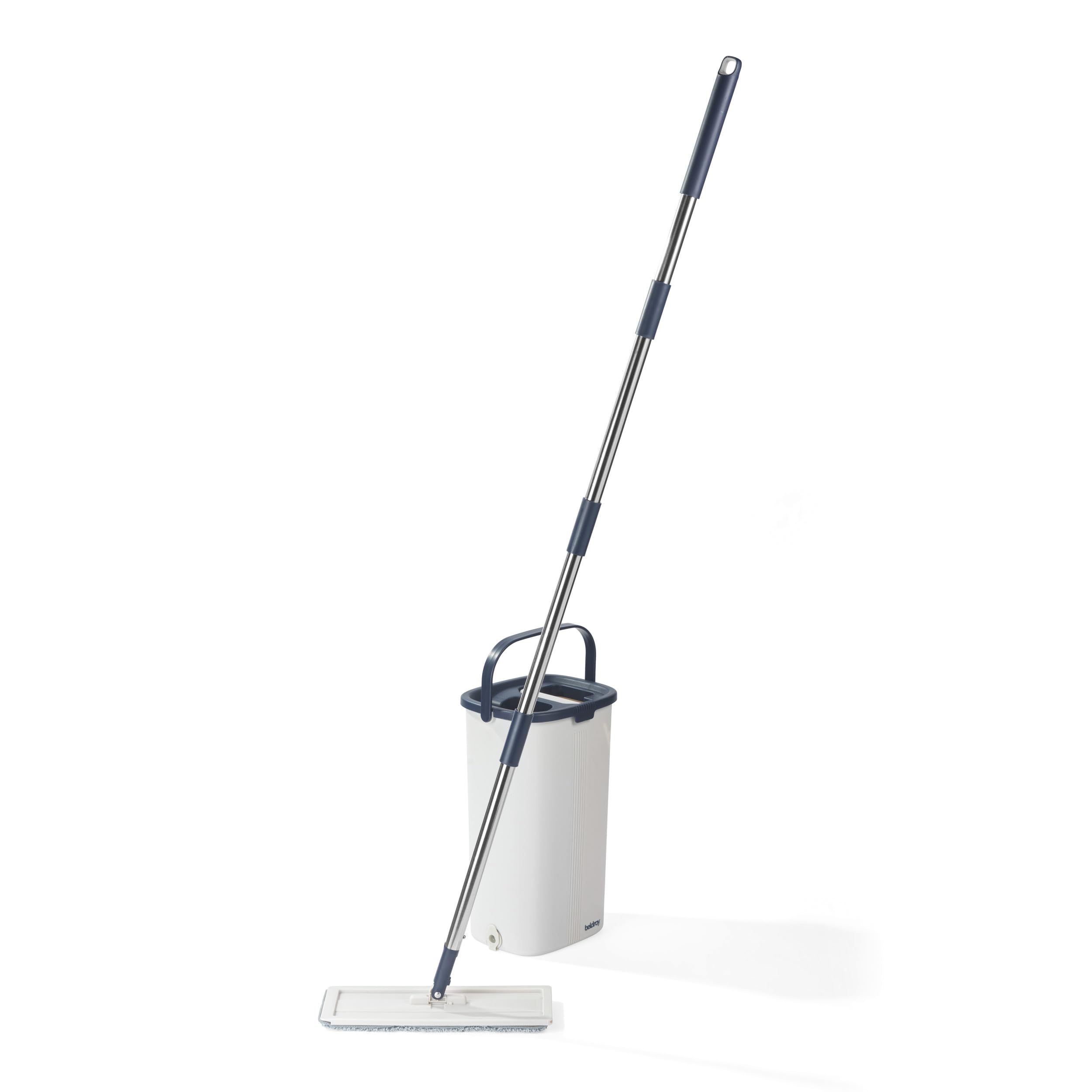 Beldray Juego de fregona Plana y Cubo de Limpieza Profunda: Cubo de fregona de 4 litros con 2 Compartimentos para remojar/escurrir y Quitar la Suciedad, 2 Cabezales de Microfibra Lavables a máquina