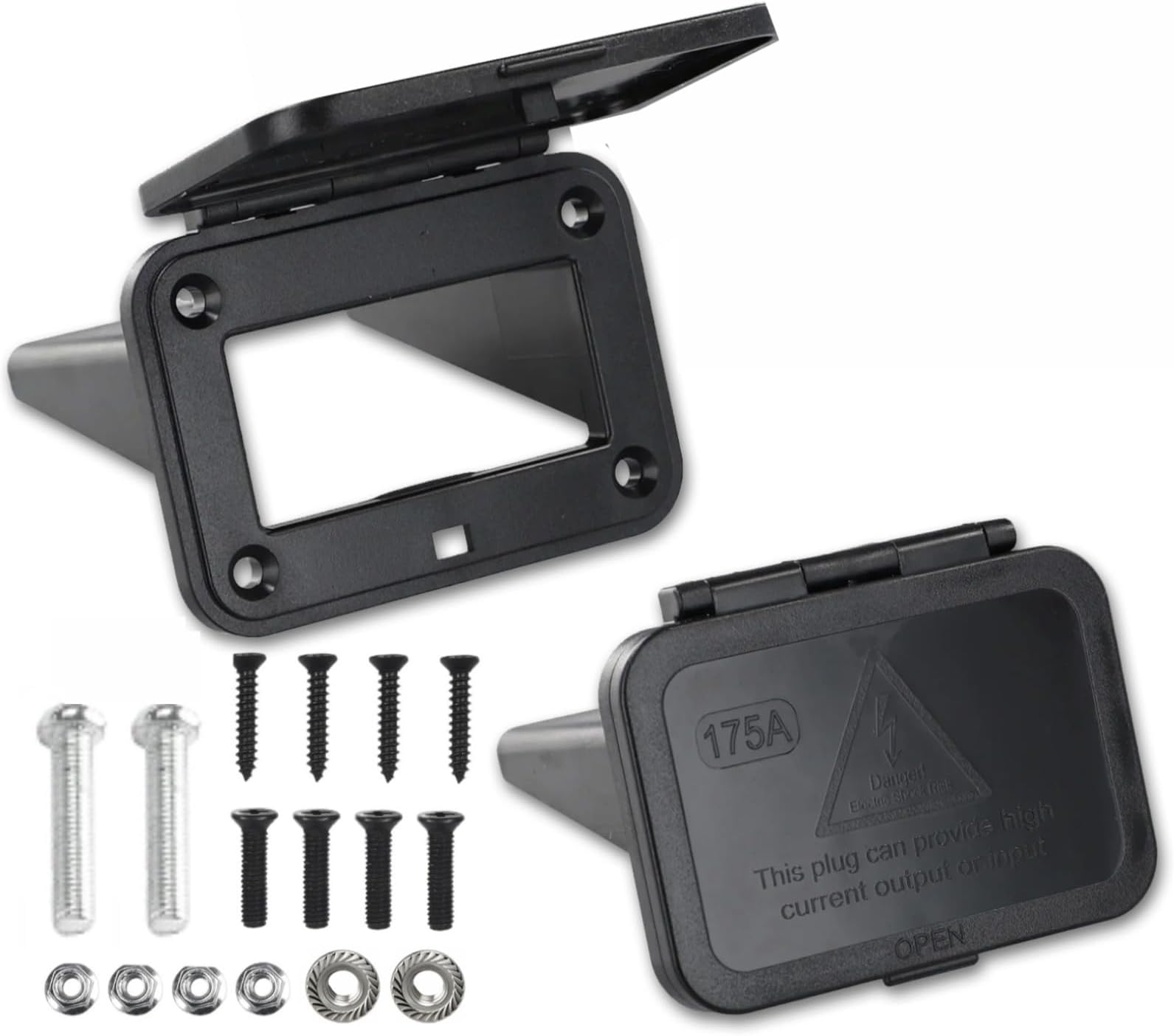 2Pcs 175A Plug Mounting Panel with Dust Cover, 175A Series Plug Panel Base, Flush Mount Bracket Panel Kit for RV, Truck, Marine (Plug Not Included)