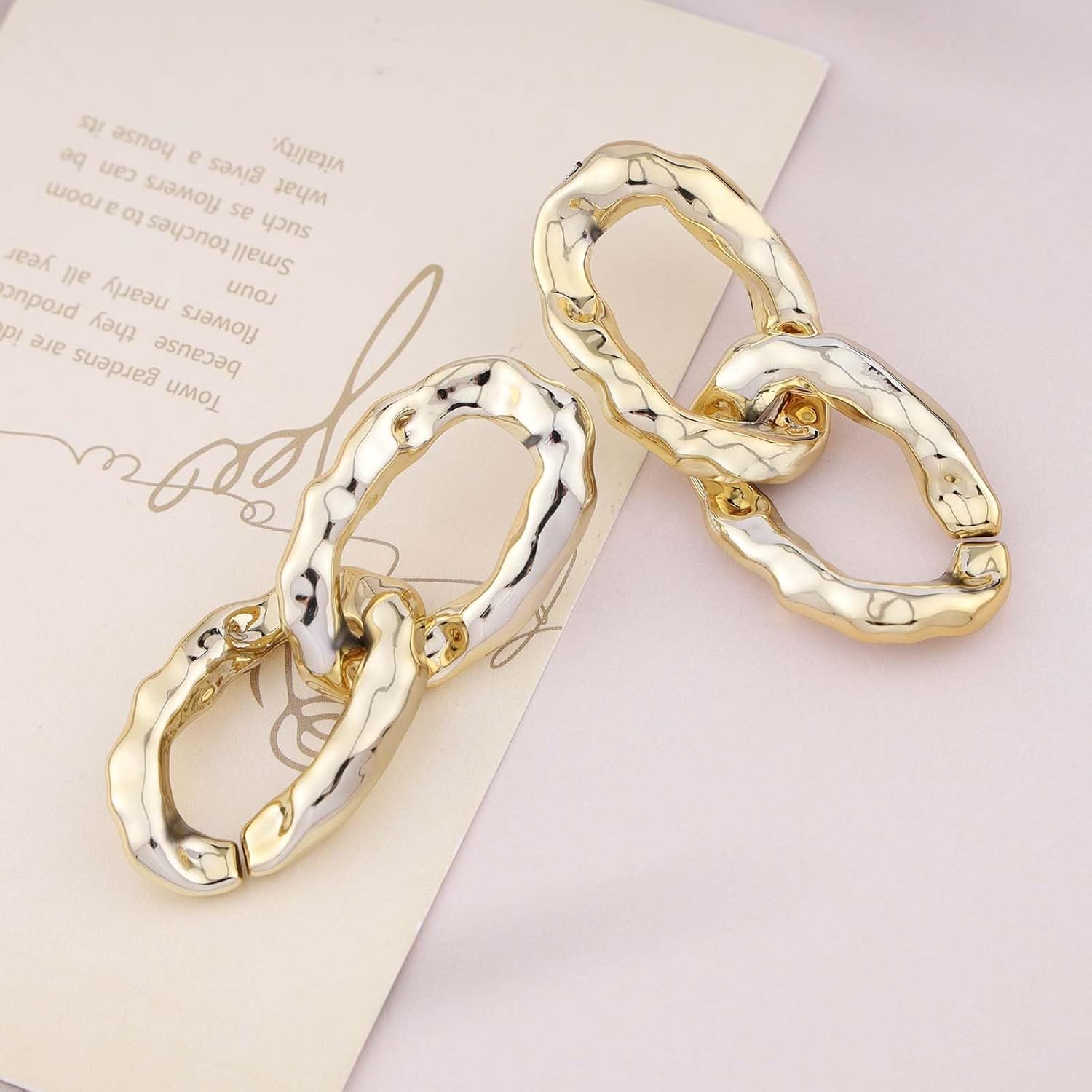 Vintage Chunky Circle Hoop Earrings Hollow Circle Drop Earrings Gold Irregular Circle Earrings Geometric Double Circle Earrings Jewelry for Women - Image 3