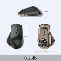 Vista 8 de iClever Mouse inalámbrico con Bluetooth o receptor USB, 5 ratones ajustables de 2400 DPI recargables para computadora, mouse inalámbrico
