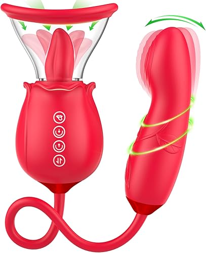 Juguete sexual rosa para sexo de mujer, estimulador sexual mejorado 3 en 1, para mujeres con 7 lamiendo la lengua y 3 vibradores de empuje,