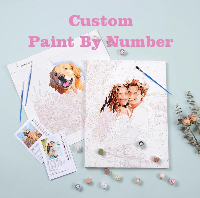 Image of TULIP N TURTLE Custom DIY Paint by Numbers Kit for Adults & Beginners | Turn Your Photo into Canvas Art | Relaxing Hobby & Unique Home Decor | Complete Set with Canvas roll, Brushes, Paints & Guide