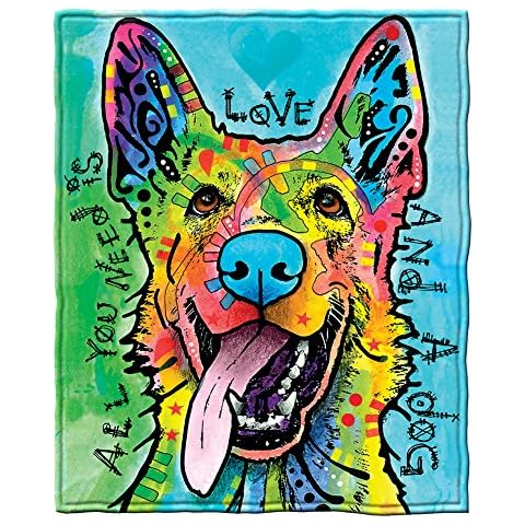 Dean Russo 50"x60" Love and a Dog German Shepherd Super Soft Plush Fleece Throw Blanket Cover