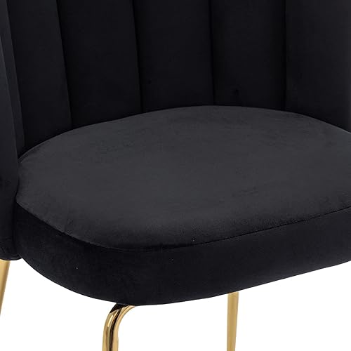 Miniatura 6 de Juego de 2 sillas de comedor modernas de terciopelo, elegantes sillas auxiliares tapizadas para cocina y comedor, cómoda silla de maquillaje para