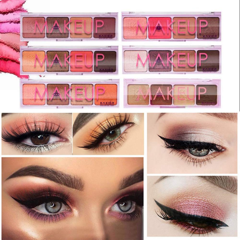 Paleta de sombras de ojos de 4 colores resistente al agua, larga duración, brillante, mate, sombra de ojos ahumados, maquillaje fácil de colorear