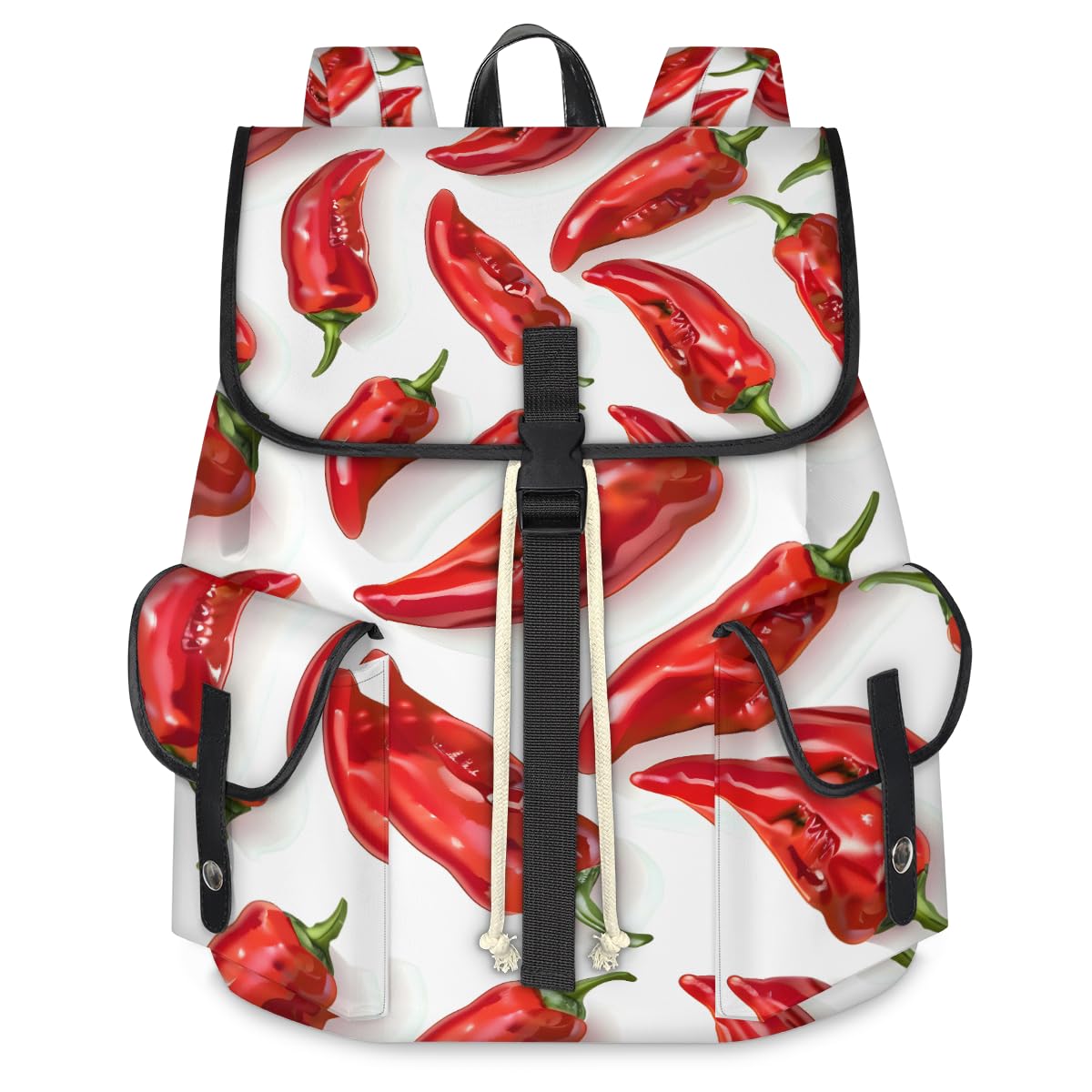 Red Chilli Pepper Vegetable Travel Laptop Backpack for Women Men Large Capacity Waterproof 15 Inch Computer Drawstring Nurse Casual Daypack for Travel Sports