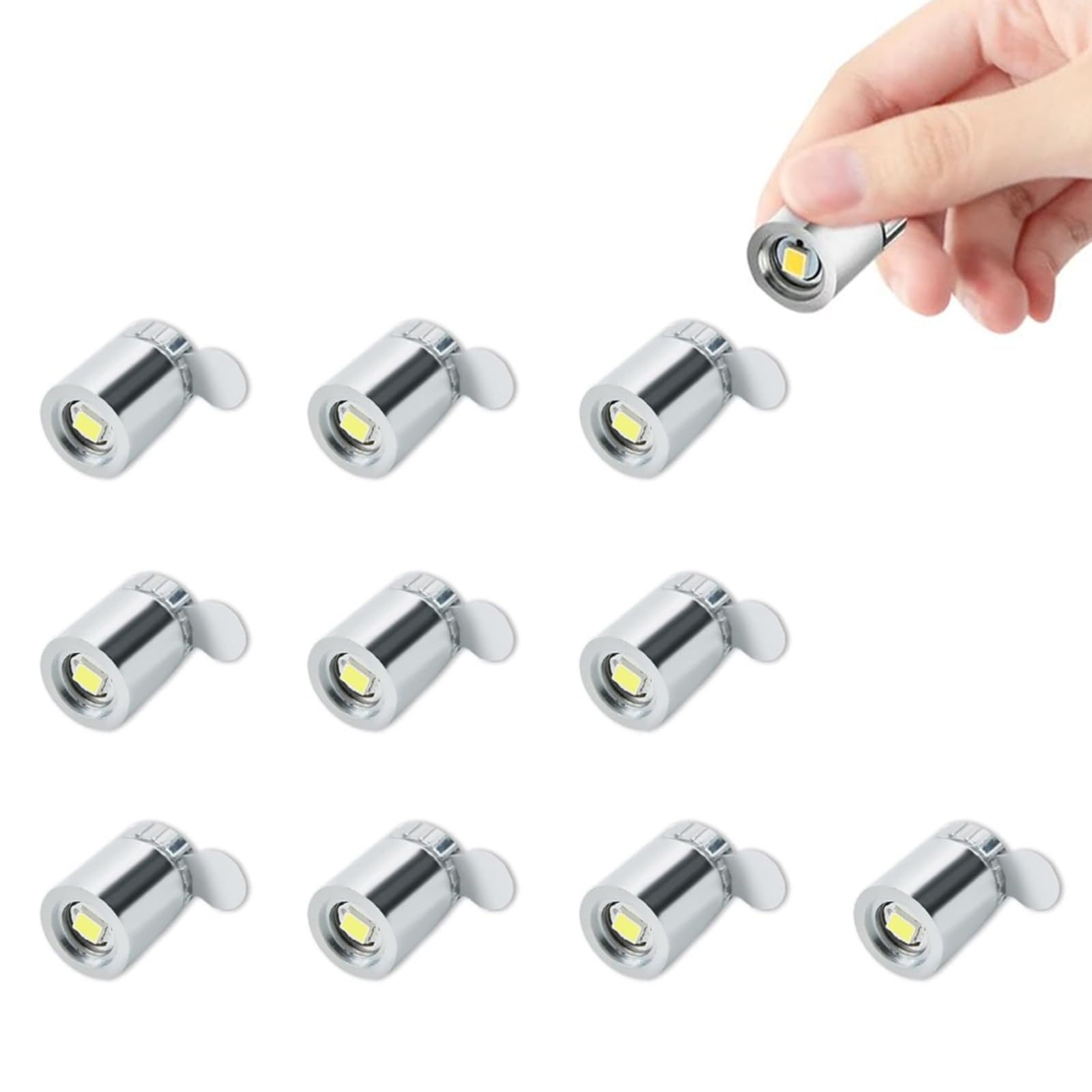 LATRAT 10 sztuk Mini białe diody LED, małe diody LED z bateriami, małe miniaturowe diody LED do dekoracji na przyjęcie urodzinowe do baru DIY domek dla lalek, białe światło