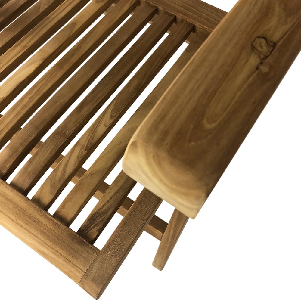 Sedia Pieghevole da Giardino in Legno di Teak Bali Poltrona Schienale Regolabile Braccioli Resistente Esterni