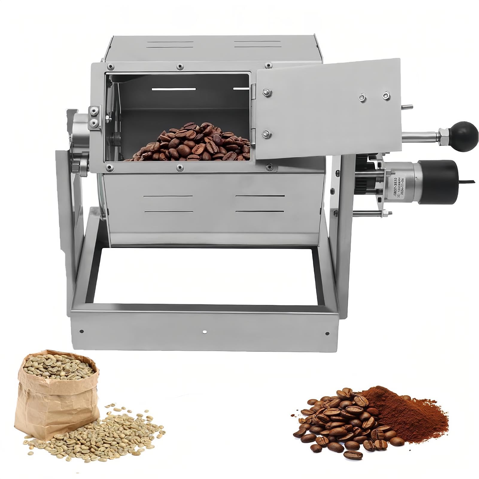 ZHJOPP Coffee Bean Roaster - Stainless Steel Drum Roasting Machine for Nuts and Grains, Fuel Gas Direct-Fired, Multifunctional