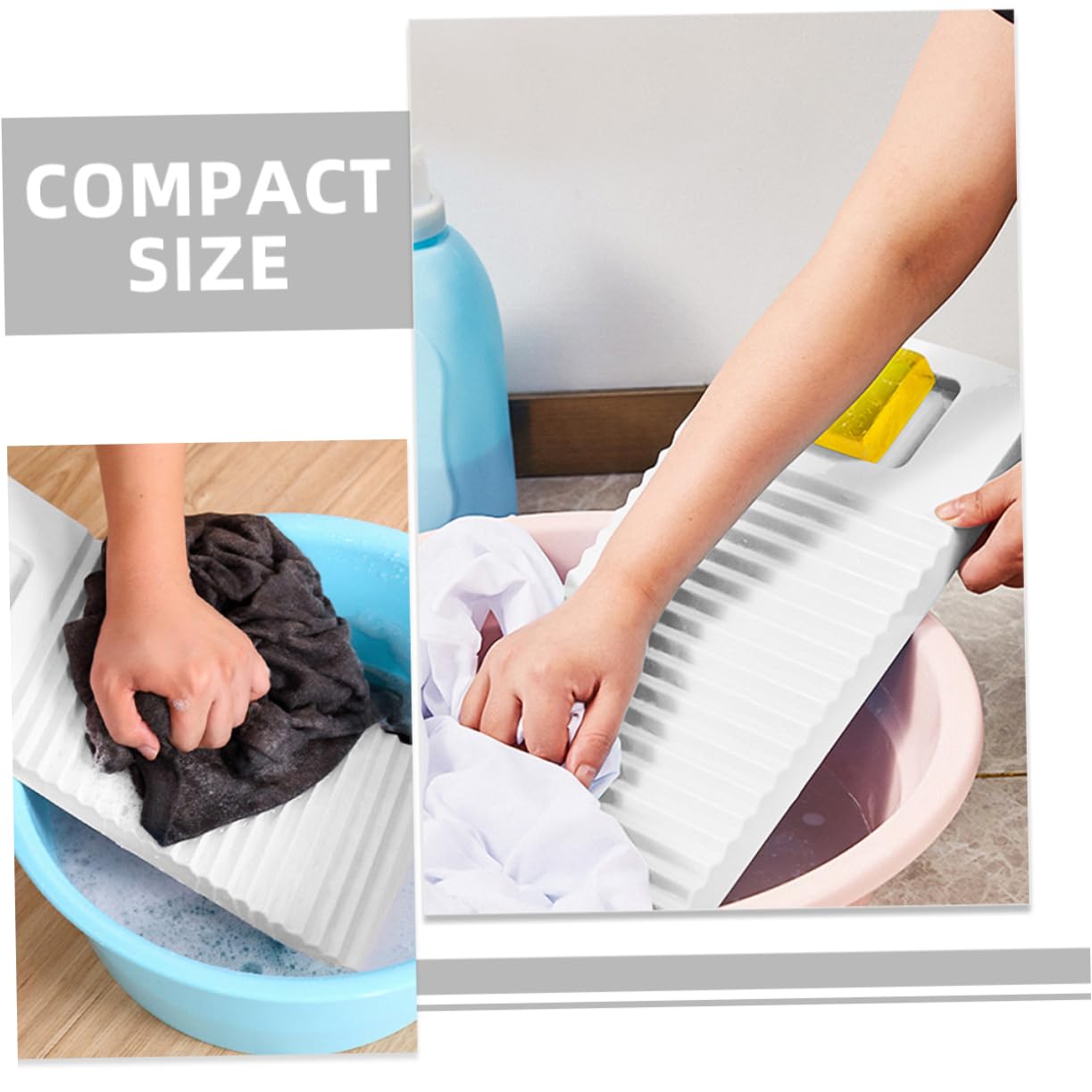 OUNONA ASSE da Bucato e Superficie ad Alta Frizione Portatile in Plastica ABS Bianco Design per Lavare Vestiti e Calzini in Campeggio e Viaggio