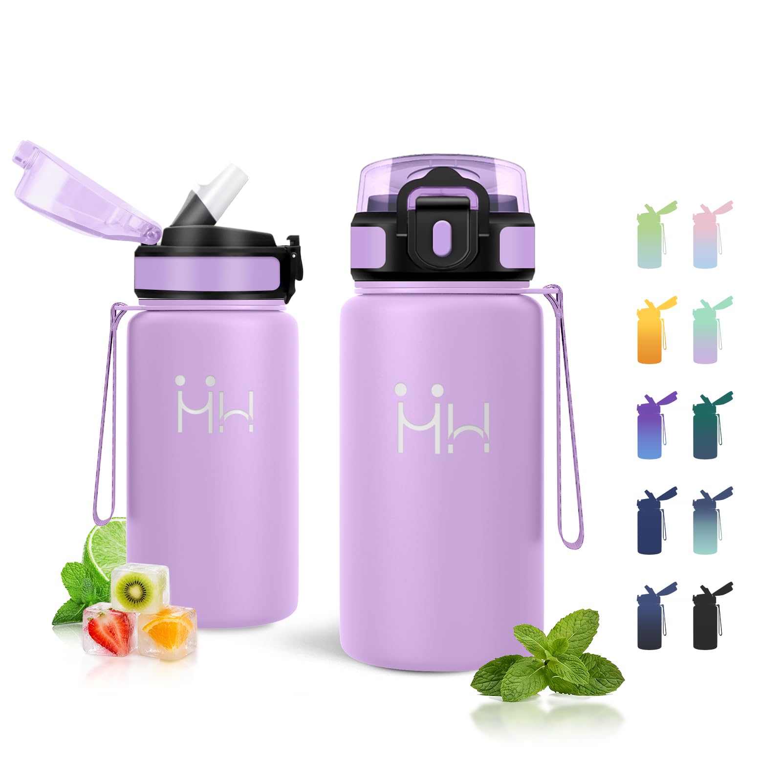 JAPORIA Stainless Steel Water Bottle, 500 ml, Thermos Flask with Straw, Suitable for Carbonated Drinks, Leak-Proof Drinking Bottle, BPA-Free, Vacuum Insulated, Insulated Flask for Camping, Boys, Girls
