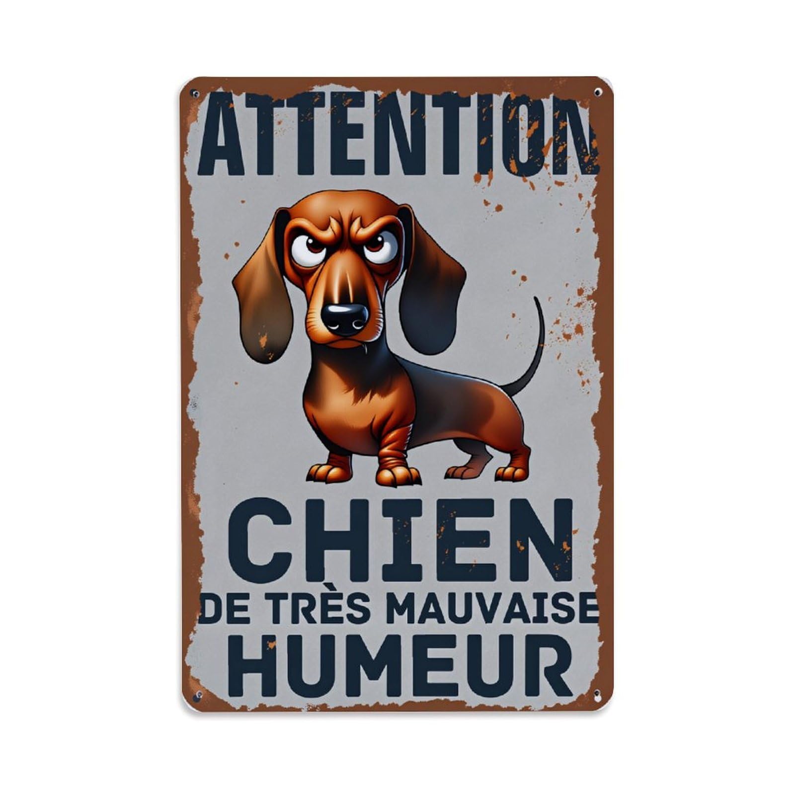 Beware of Dog in Very Bad Mood Tin Sign Vintage Metal Poster Retro Bar, Home, Man Cave, Kitchen, Laundry Room Wall Art Decor Gift 8x12 Inch