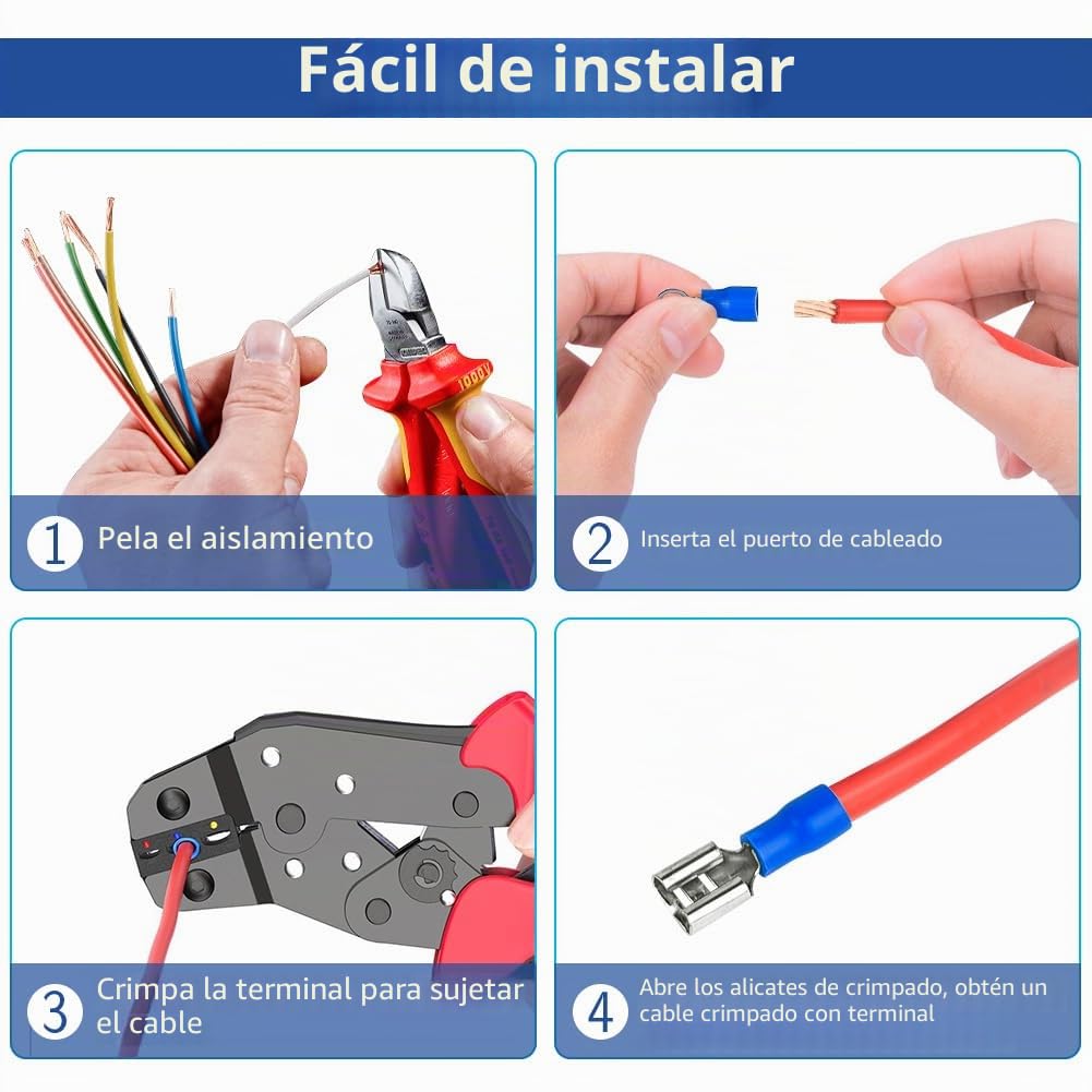 300 Piezas Terminales Eléctricos, 18 Tipos Tener Caja, 0.5-16 mm² Punteras Electricas, Terminales Eléctricos con Aislados, para Engarzar Bricolaje y Industria Electricistas Sistema