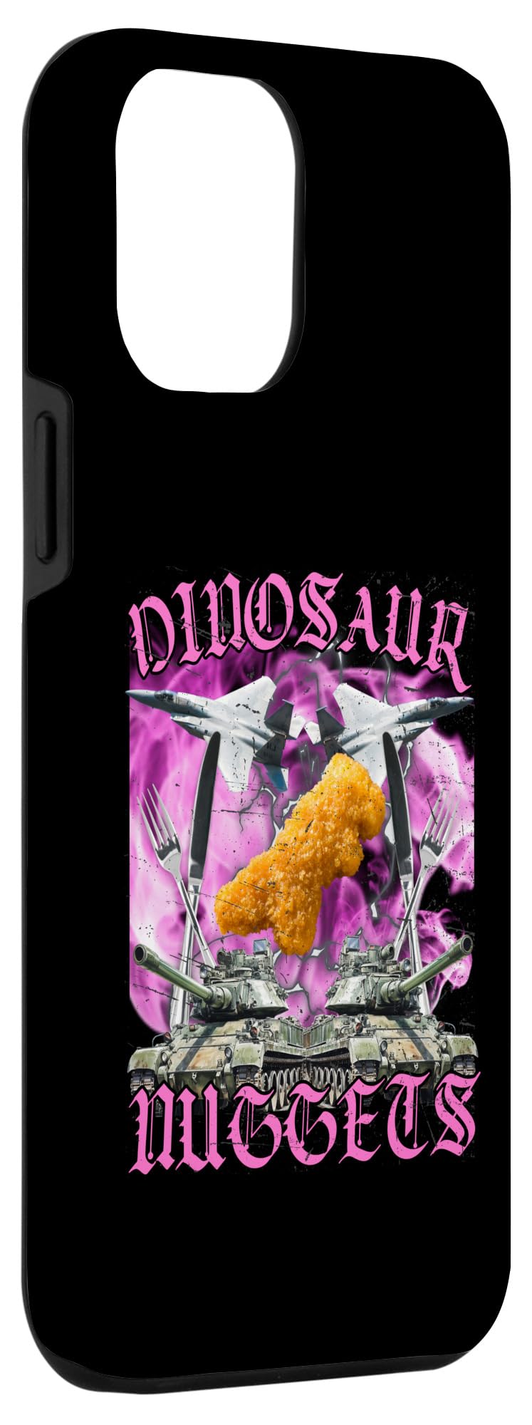 iPhone 14 Pro Max Funny Dinosaur Chicken Nugget Bootleg Hardcore Flames Meme Case - Image 3