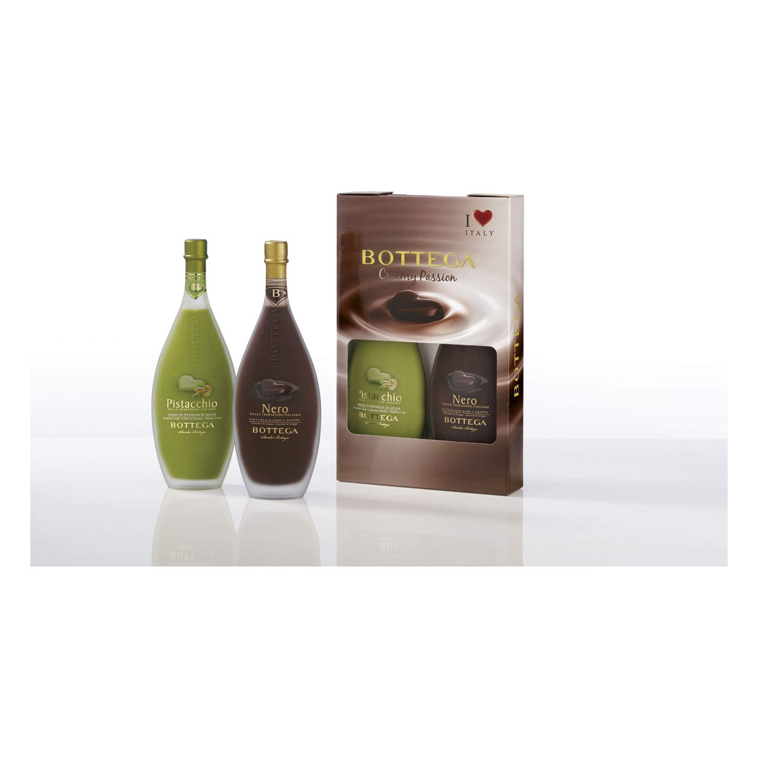 Bottega Gift Bipack Nero & Pistachio - Nero Vegan Chocolate Cream Liqueur 15% 500ml & Pistachio Vegan Cream Liqueur 17% 500ml