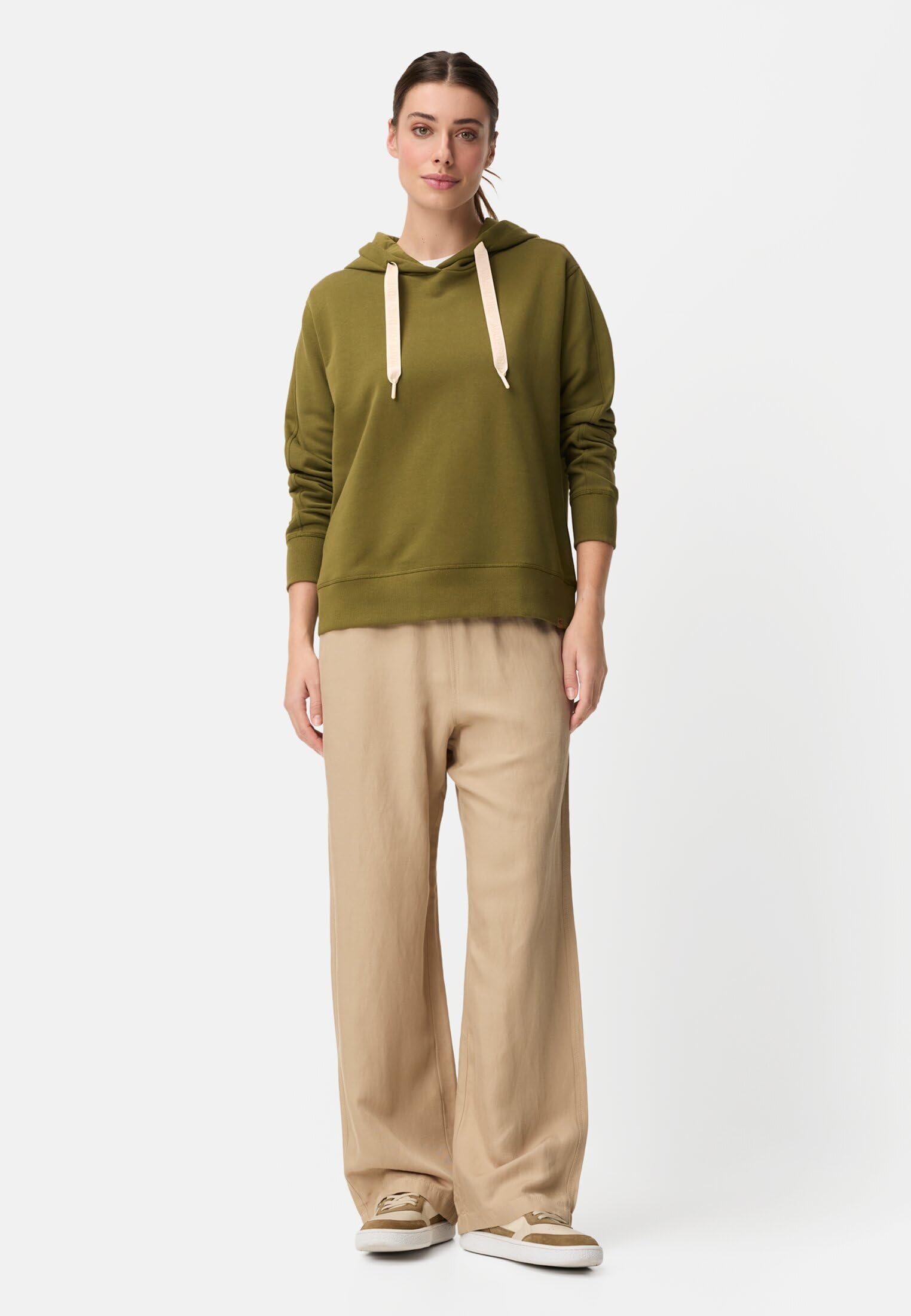 camel active Damen Hoodie aus Reiner Baumwolle