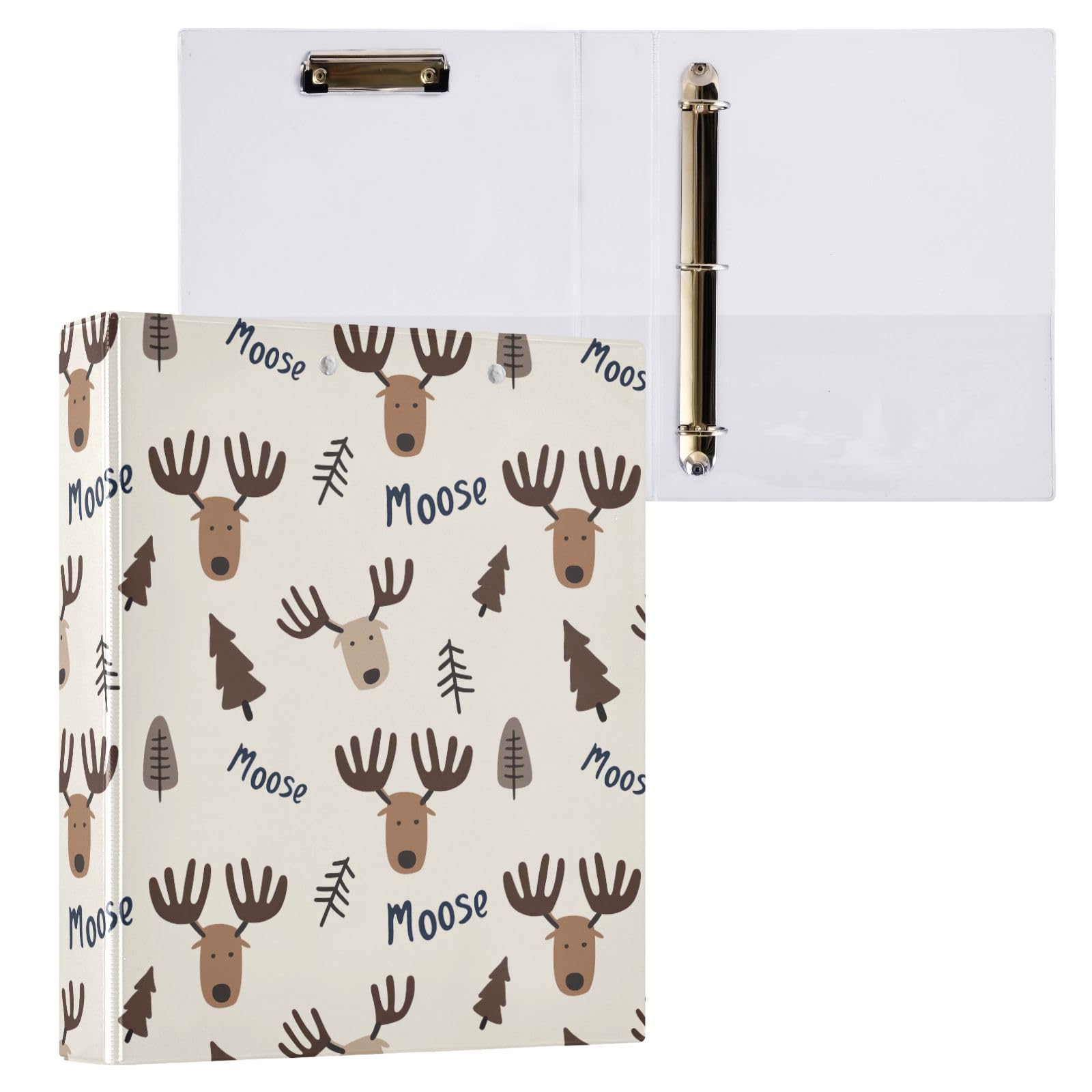 Moose Good Night - Raccoglitore a 3 anelli rotondi da 3,8 cm, per contenere 200 fogli con 3 tasche interne trasparenti in PVC, per scuola e ufficio